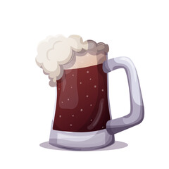 National Beer Day. a glass of dark beer in a cute, cartoon style with malt on a white background. Template for banner, advertising, web design, printing. Vector