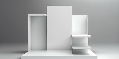 Fototapeta premium Empty Podium or Pedestal Display on White Background with Box Stand Concept