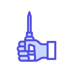 icon Labor Day with concept hand holding screwdriver. editable file, vector illustration.