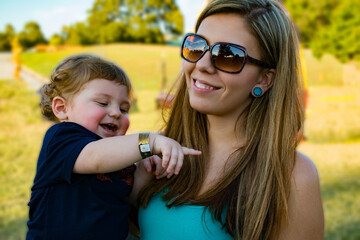 Mother and child smiling