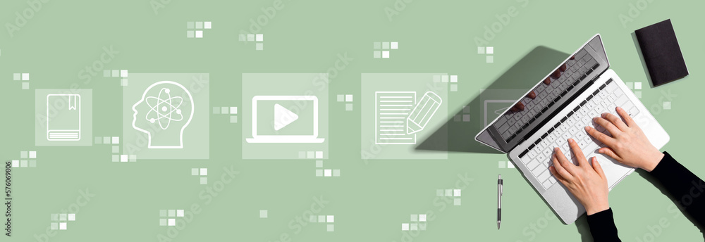Aufkleber webinar concept with person using a laptop computer