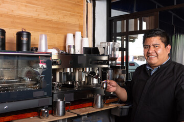 Espresso Passion: Portrait of the Barista in action at the Cafe