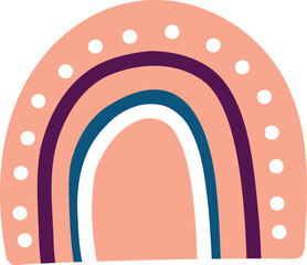 Obraz premium Cute colorful rainbow. Childish flat vector illustrations collection. Weather forecast, meteorology. Rainy clouds and stars isolated on white background. T shirt print design element