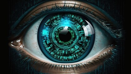 Big brother is watching you. Digital spy concept. Based on Generative AI