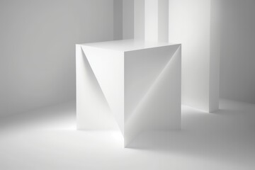 White geometric abstract scene with single crossed lines  - generative ai