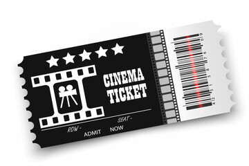 Vector cinema tickets isolated on transparent background. Realistic cinema entrance ticket.	
