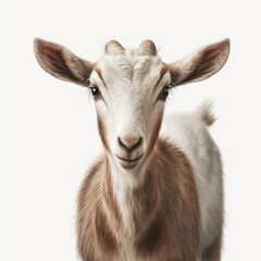 Realistic head goat on a white background, generative AI