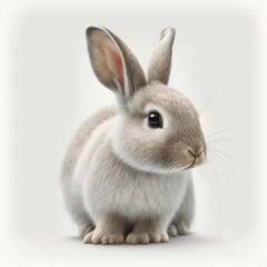 Obraz premium Realistic head bunny on a white background, generative AI
