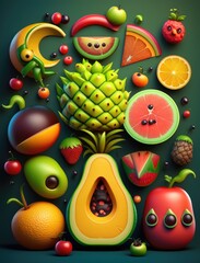  funny fruits pattern - generative ai