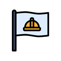 icon Labor Day with concept flag and helmet. editable file, vector illustration.