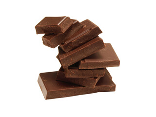 chocolate pieces isolated on white