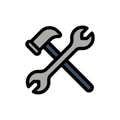 icon labor day with concept wrench and hammer. editable file, vector illustration.