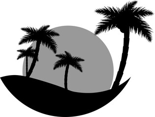 Palm trees icon, isolated on transparent background, PNG illustration