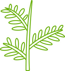 green leaves and branch line illustration