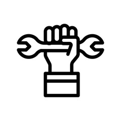 icon Labor Day with concept hand holding wrench. editable file, vector illustration.