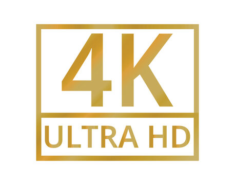 Golden 4k HD resolution symbol. 