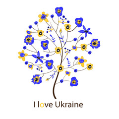 I love Ukraine. Tree in the form of a Ukrainian flag color ornament. Make peace.