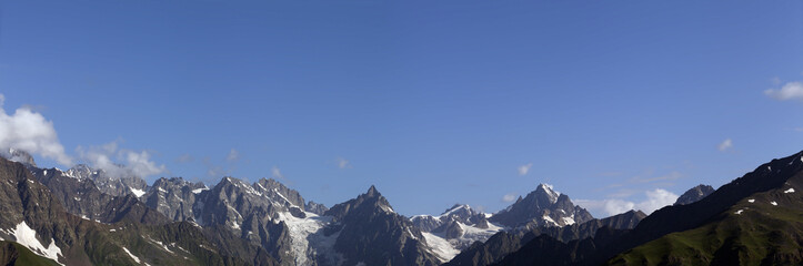 Fototapeta na wymiar Panorama summer Mountain. Caucasus Mountains. Georgia, Svaneti