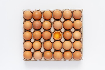 Brown hen eggs in carton box