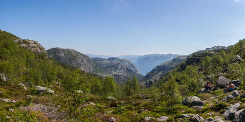 Fototapeta na wymiar Panoramic view over beautiful Lysefjord, Norway