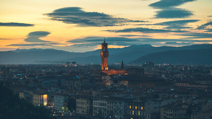 Naklejka premium Panoramic view at the Florence, Italy during the sunset