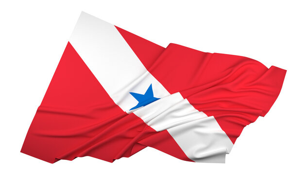 Bandeira do estado do Pará, região Norte, Brasil - Ilustração 3D