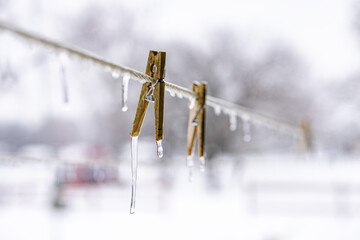 Freezing Rain Clothespins, Minnesota