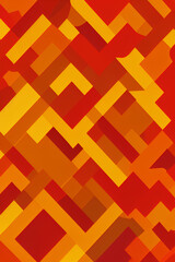 Yellow orange red abstract background for design. Geometric shapes. Triangles, squares, stripes, lines. Color gradient. Modern, futuristic. Light dark shades. Web banner.