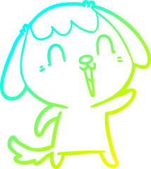 cold gradient line drawing cute cartoon dog