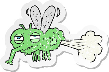 retro distressed sticker of a cartoon gross farting fly