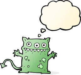 cartoon little monster with thought bubble
