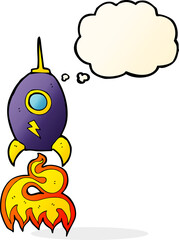 cartoon spaceship with thought bubble