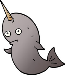 cartoon doodle narwhal © lineartestpilot