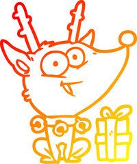 warm gradient line drawing christmas reindeer