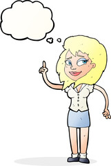 cartoon pretty woman with idea with thought bubble
