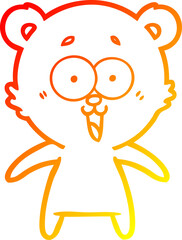 warm gradient line drawing laughing teddy  bear cartoon