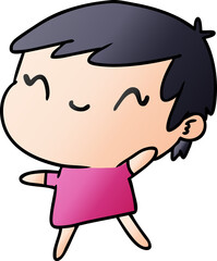 gradient cartoon of a cute kawaii girl