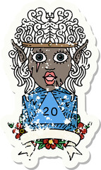 elf barbarian character with natural twenty dice roll illustration