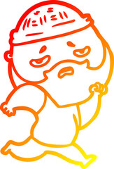 warm gradient line drawing cartoon worried man with beard