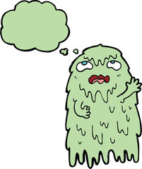 gross cartoon ghost with thought bubble