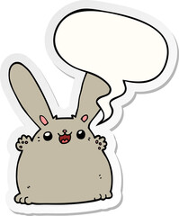 cartoon rabbit and speech bubble sticker