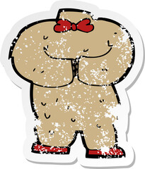 retro distressed sticker of a cartoon teddy bear body