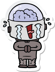 sticker of a cartoon crying robot