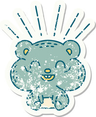 grunge sticker of tattoo style happy hamster