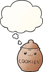 cartoon cookie jar and thought bubble in smooth gradient style