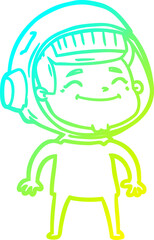 cold gradient line drawing happy cartoon astronaut