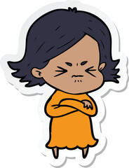 sticker of a cartoon angry woman