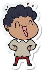 sticker of a cartoon happy man