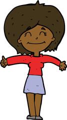 cartoon woman giving thumbs up sign