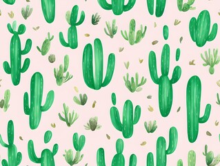 Cactus seamless background created with generative ai technology